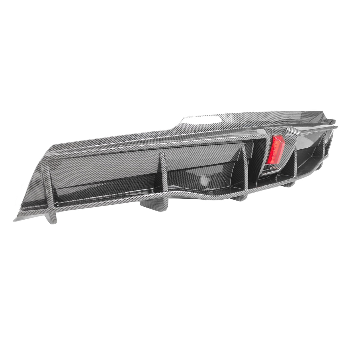 Rear Diffuser Lip for Tesla Model Y Sport 4-Door Carbon Fiber Print PP Rear Lower Bumper Protector Lip With LED Lamp I183