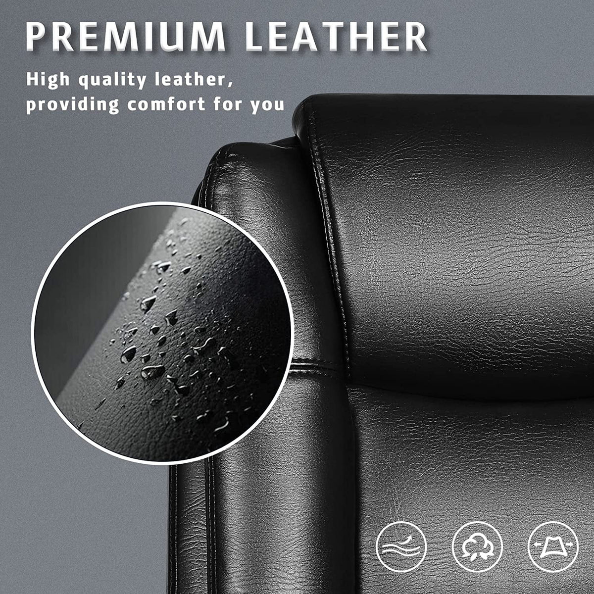 Big and Tall White High Back Ergonomic PU Leather Office Chair U664752
