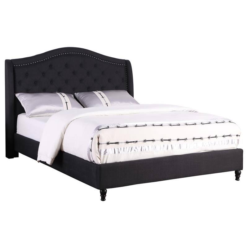 Black King Upholstered Platform Bed O268