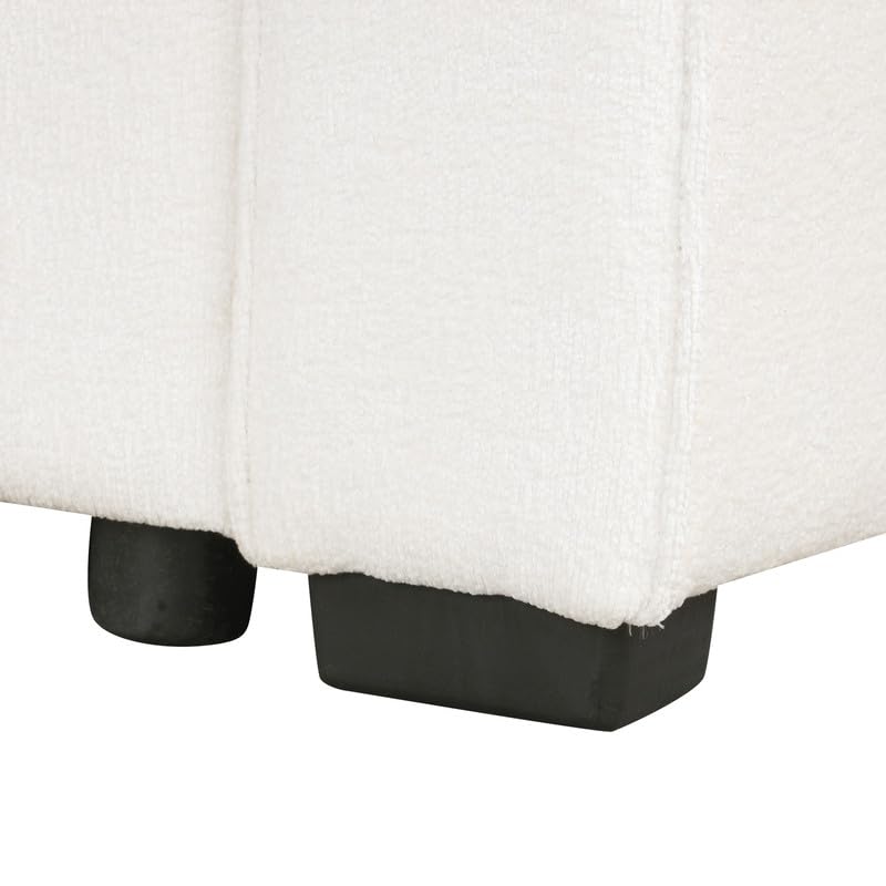 Cream L-Shaped Sectional Sofa with Storage Ottoman T742927