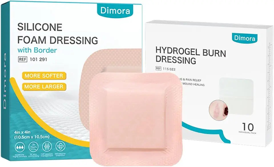 Hydrogel Burn Dressing & Silicone Foam Dressing 4" x 4" F35735
