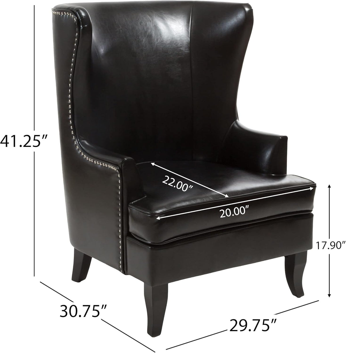 Black High Back Wing Chair K34575
