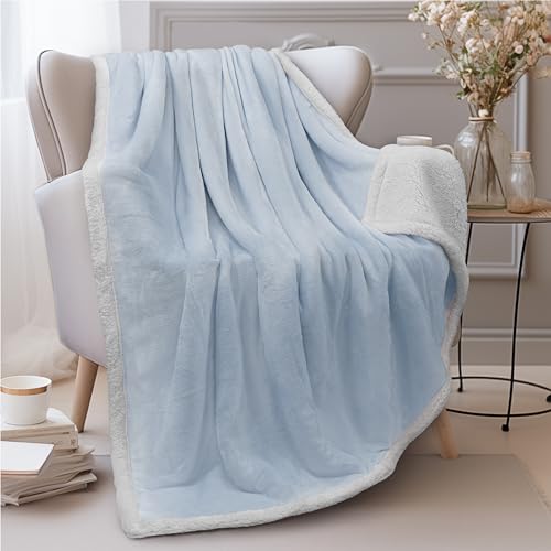 50 x 60 Inches Reversible Microfiber Sherpa Fleece Throw Blanket X4313
