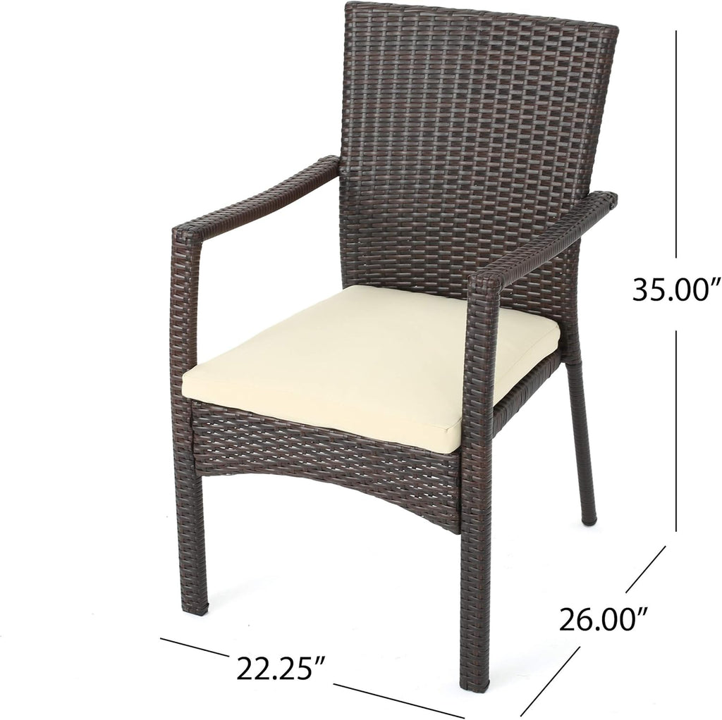 Multibrown Outdoor Wicker Dining Chairs, 2-Pcs Set I3954