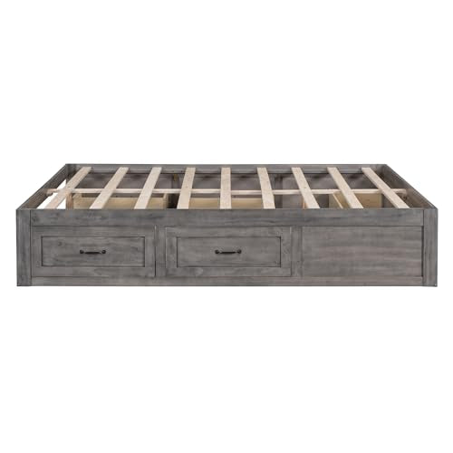 Full Size Wood Platform Bed with 6 Drawers Z793