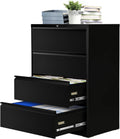 Black 3 Drawer Lateral File Cabinet with 6 Adjustable Hanging Bars H398935