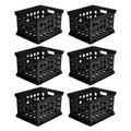 Stackable Storage Crate Organizer Bins with Handles, 6 Pack W792594