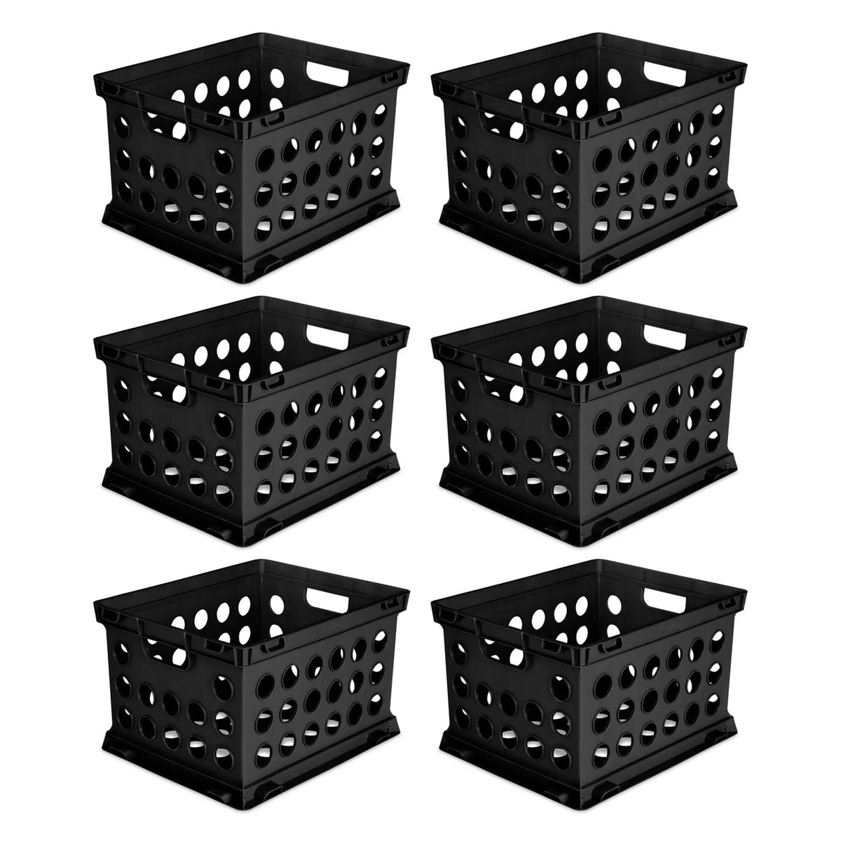 Stackable Storage Crate Organizer Bins with Handles, 6 Pack W792594