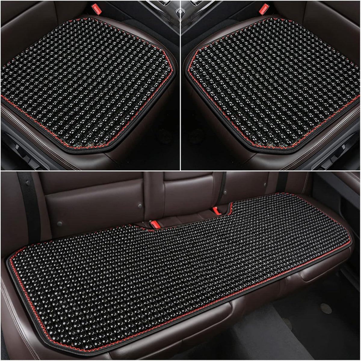 Wood Beaded Car Seat Cover, 3 Packs Front & Rear Bench Cooling Seat Cushions A37135