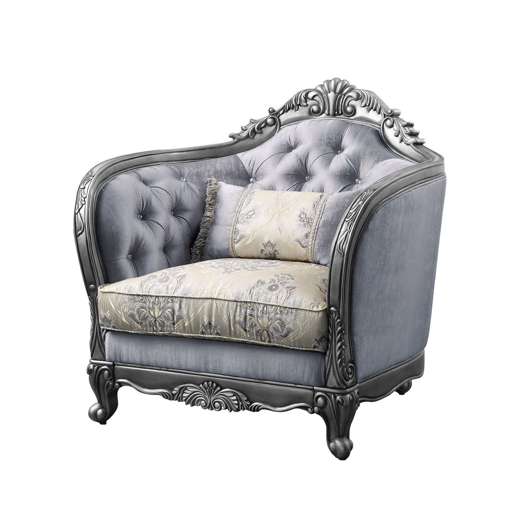 Gray Chair with Scrolled Molded Frame and Queen Anne Legs H22430