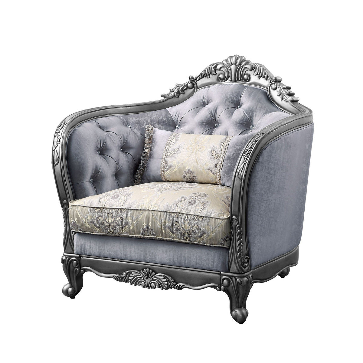 Gray Chair with Scrolled Molded Frame and Queen Anne Legs H22430