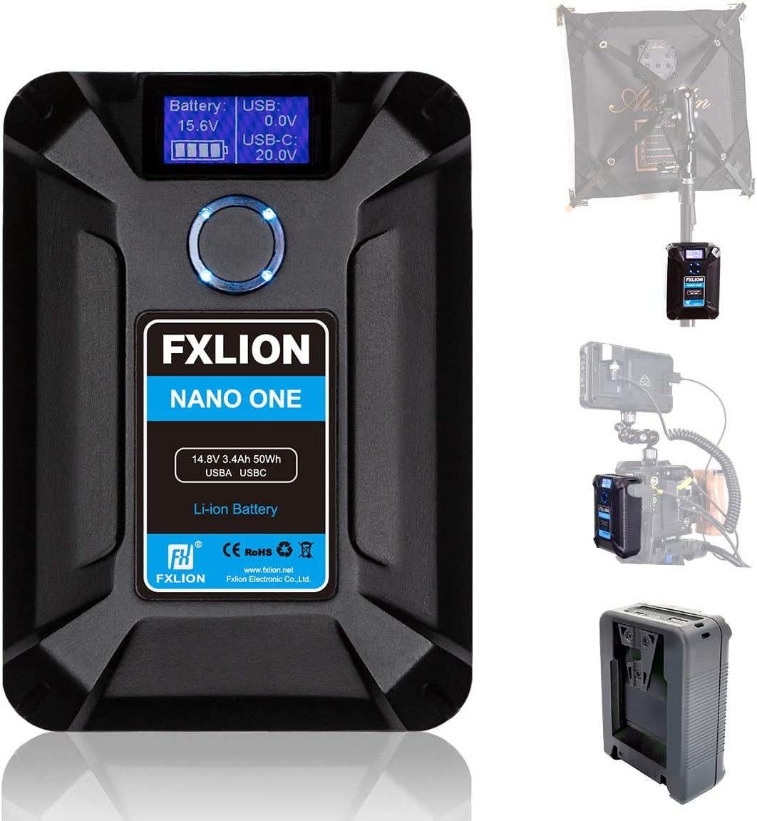 V Mount Battery 3400mAh with D-TAP, USB-C, USB-A, Micro USB Plugs R1313