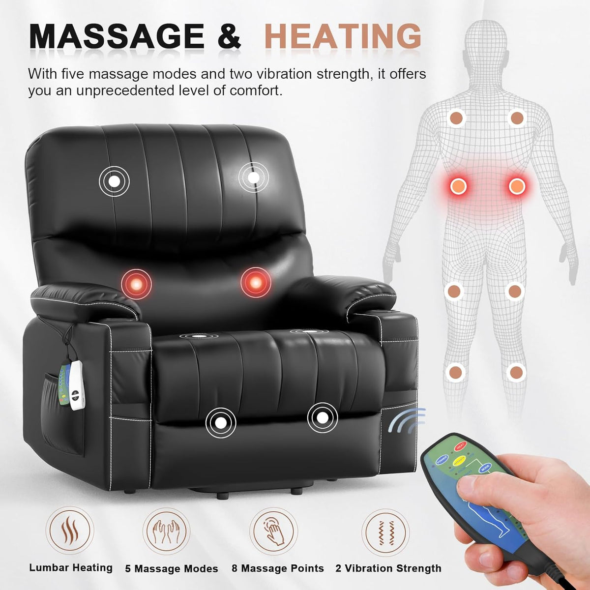 Oversized Power Lift Recliner Chair with Heat and Massage Z585150