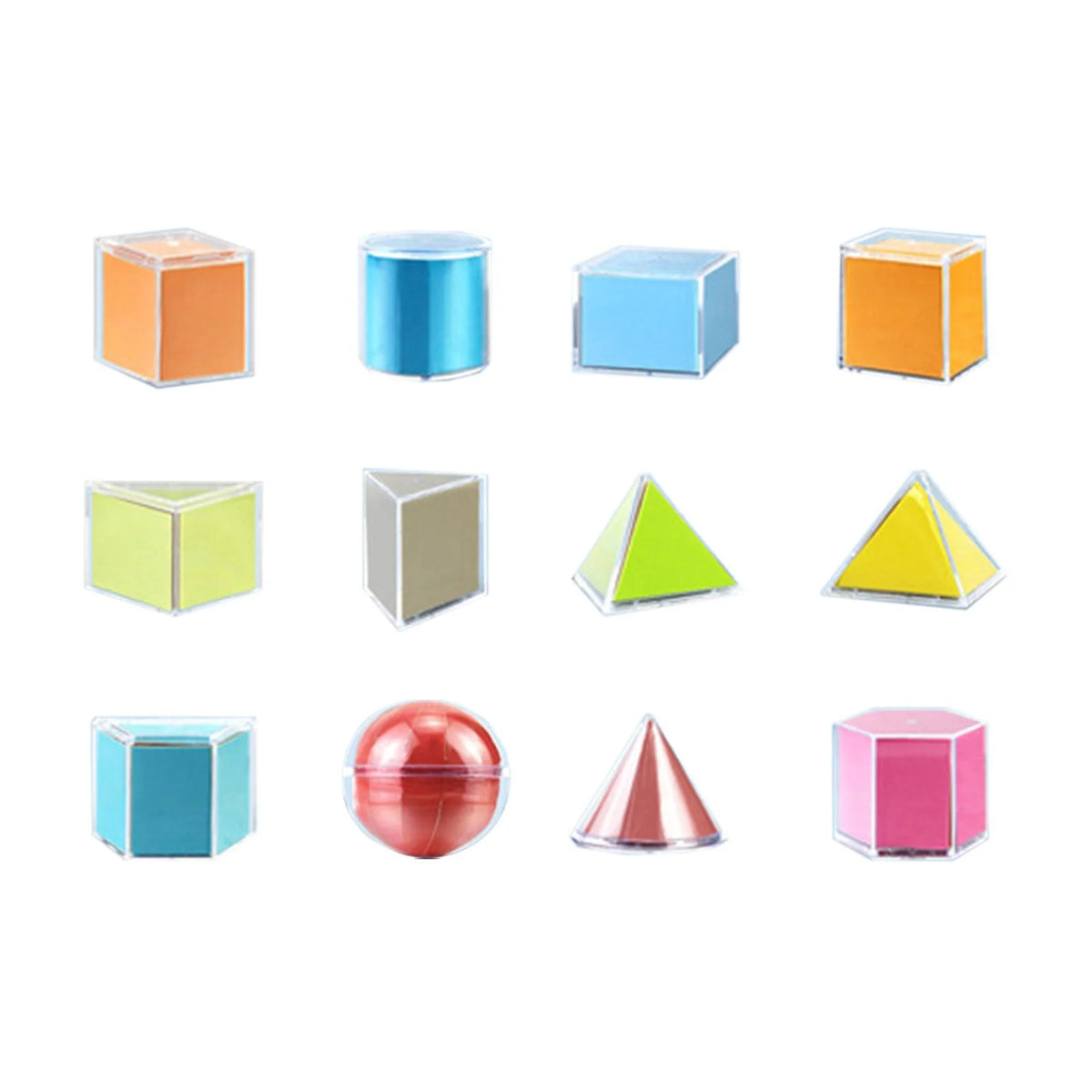 12 Pieces 3D Geometric Shapes Blocks Pattern Blocks Educational Toy T38610