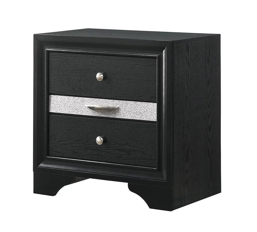 Black 5pc King Size Storage Bed Dresser Mirror Nightstand Set T185122