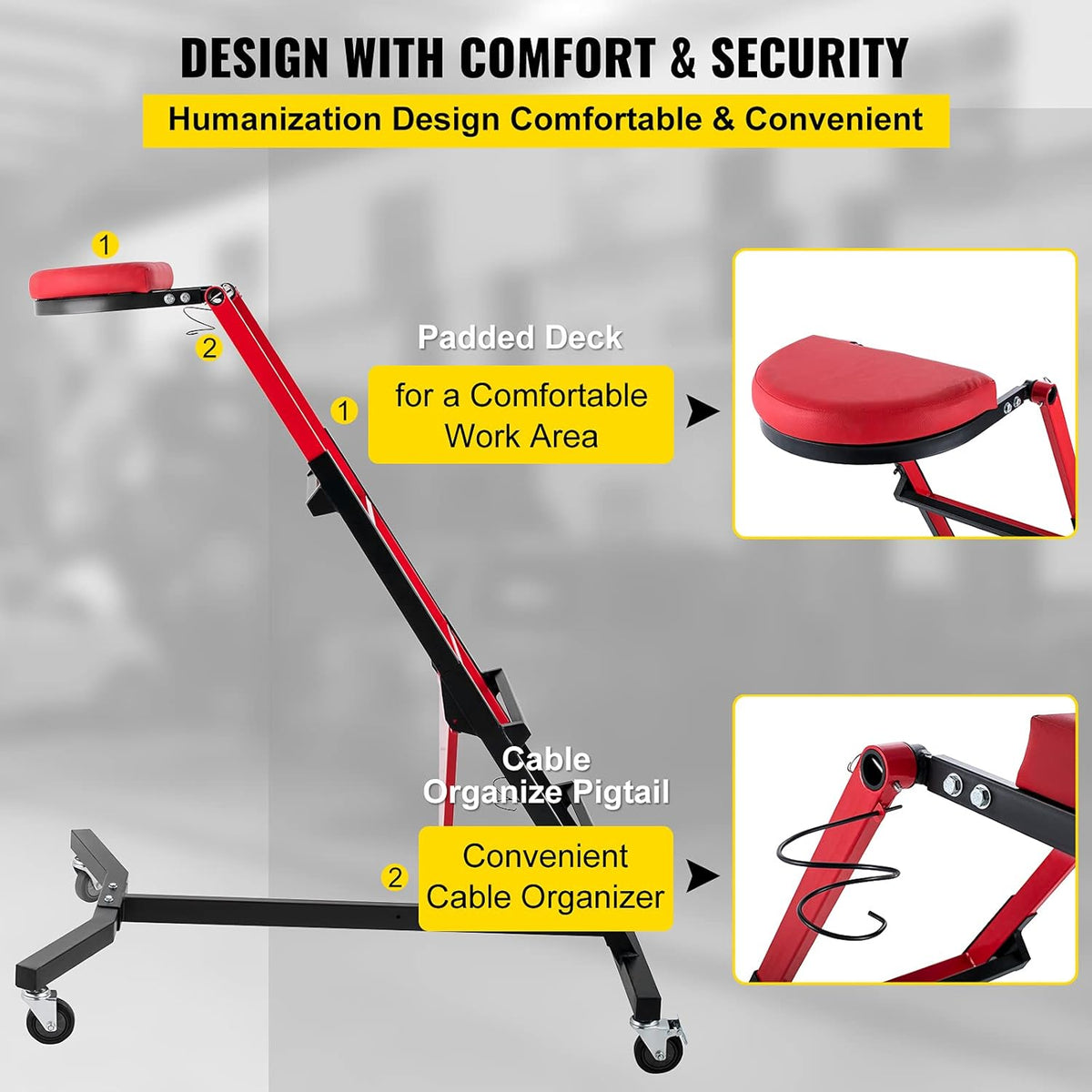Adjustable Height Foldable Engine Creeper with Four 4 inches Casters T847038