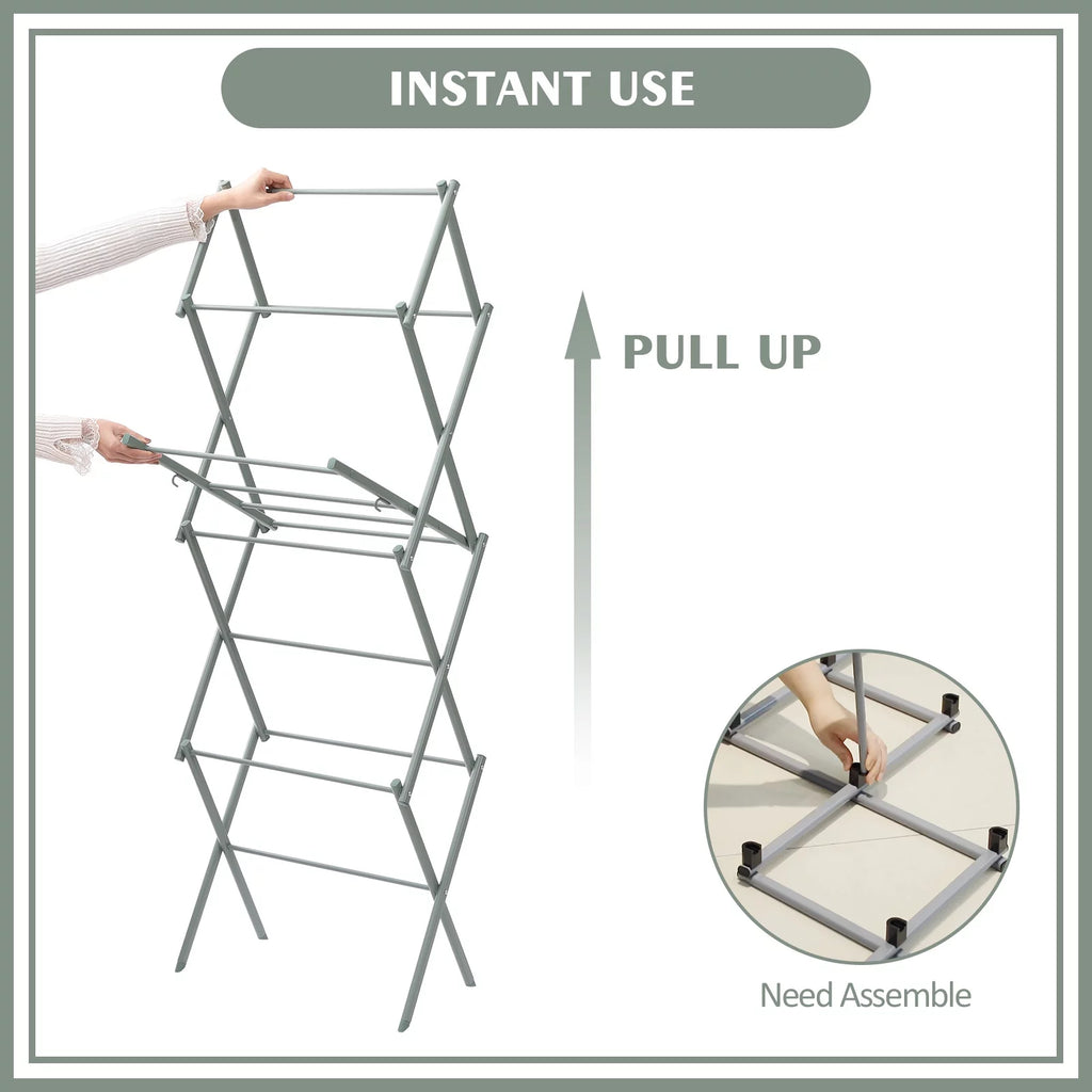 3-Tier Collapsible Steel Laundry Rack J855568