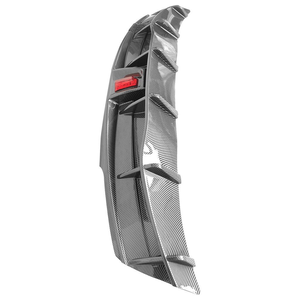 Rear Diffuser Lip for Tesla Model Y Sport 4-Door Carbon Fiber Print PP Rear Lower Bumper Protector Lip With LED Lamp I183