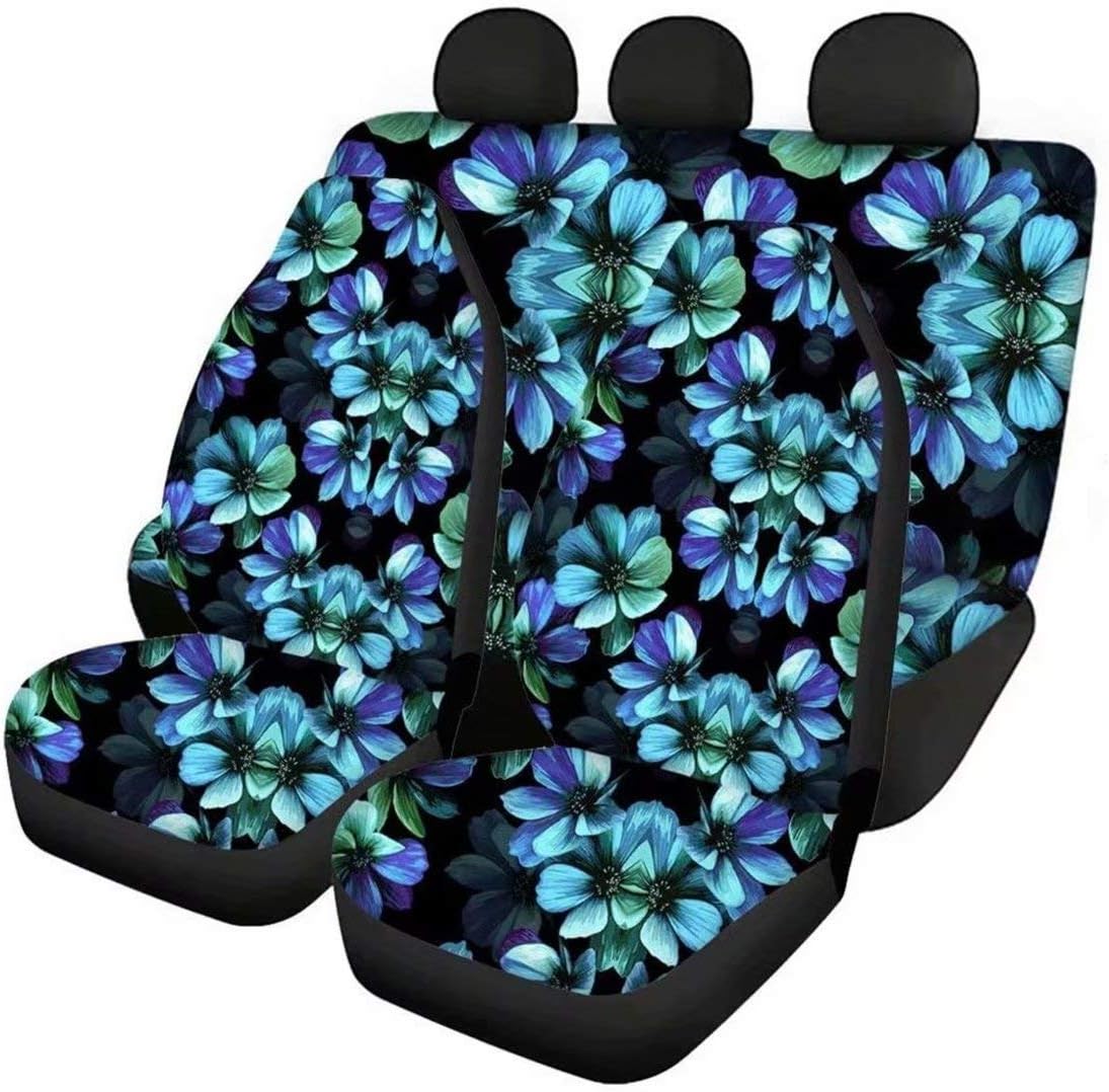 Red Kiss Lips Print 4pcs Car Seat Cover Set M1577