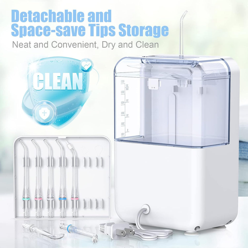 Water Flosser 600ML Oral Irrigator with 3 Flossing Modes, 10 Settings, 7 Tips, Pack of 2 Y61812