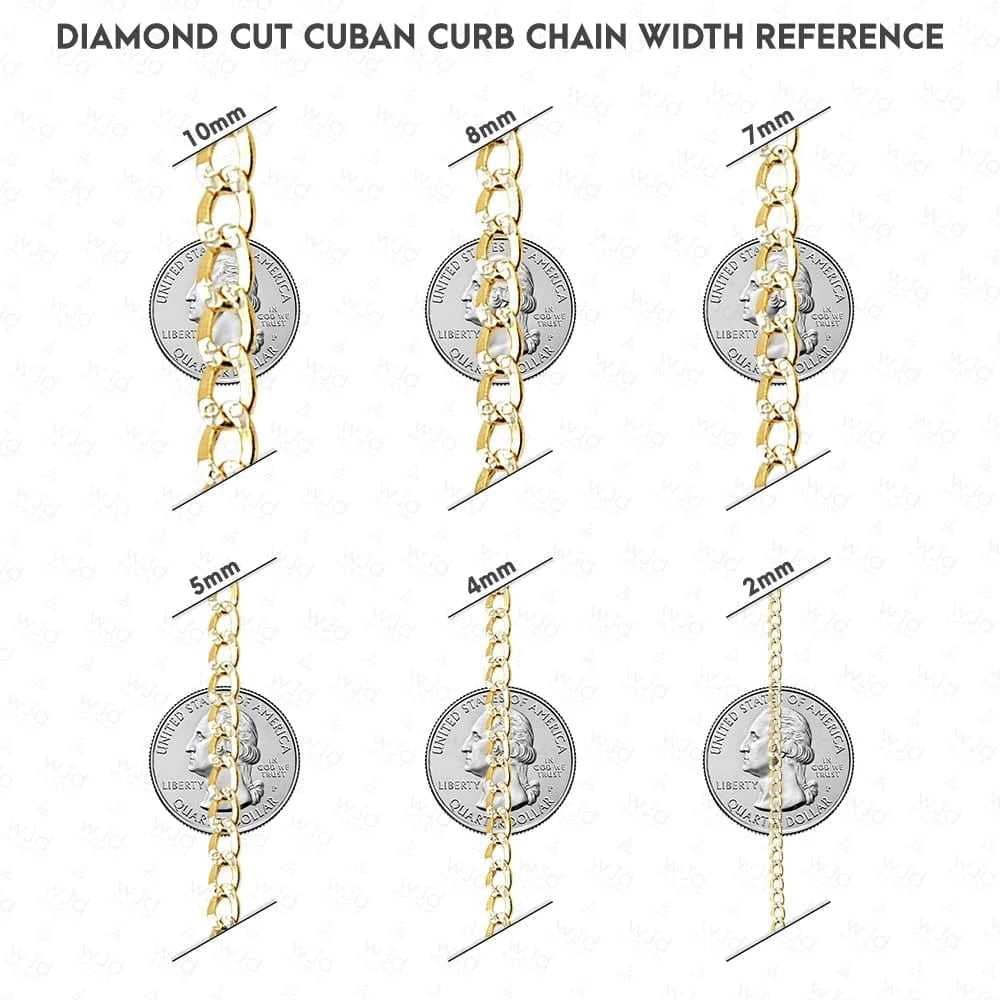 14k Solid Yellow Gold Cuban Curb Chain Necklace W3727