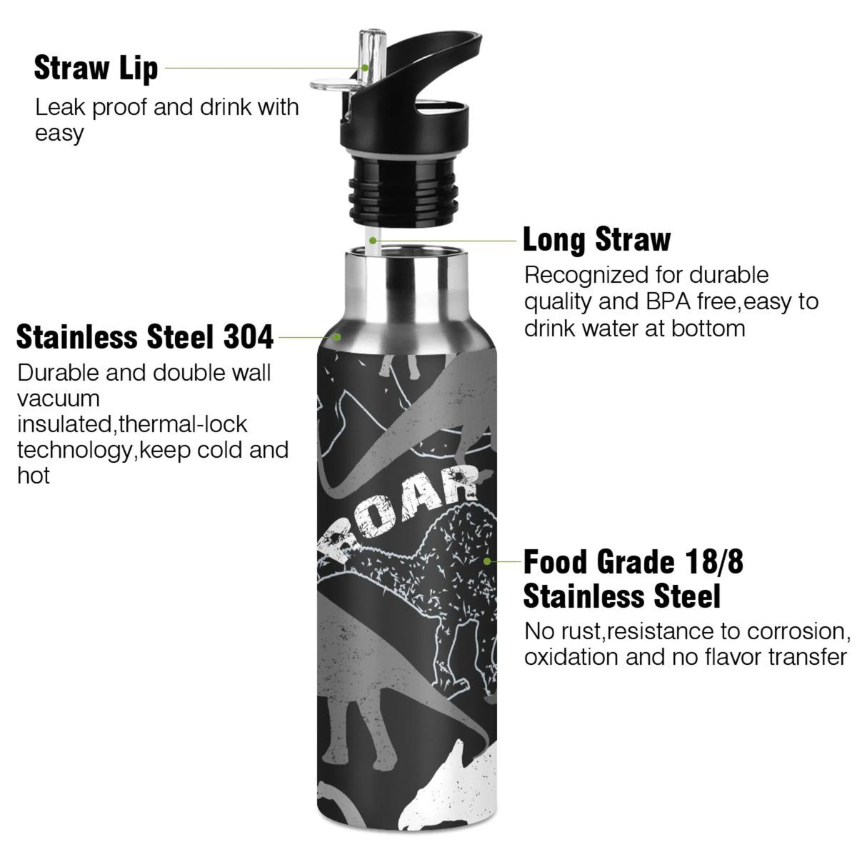 Stainless Steel Insulated Water Bottle with Straw Lid Z607443