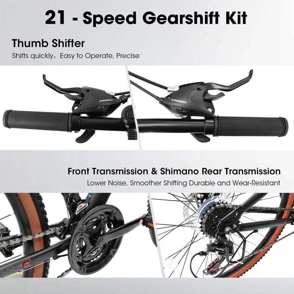 21-Speed Carbon Steel Mountain Bike 24 Inch Wheels D985108