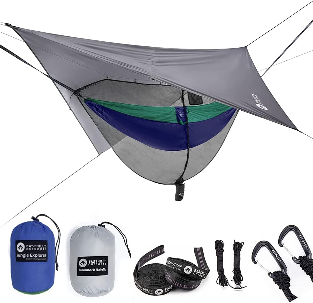 Red Double Camping Hammock with Mosquito Net and Rainfly V827