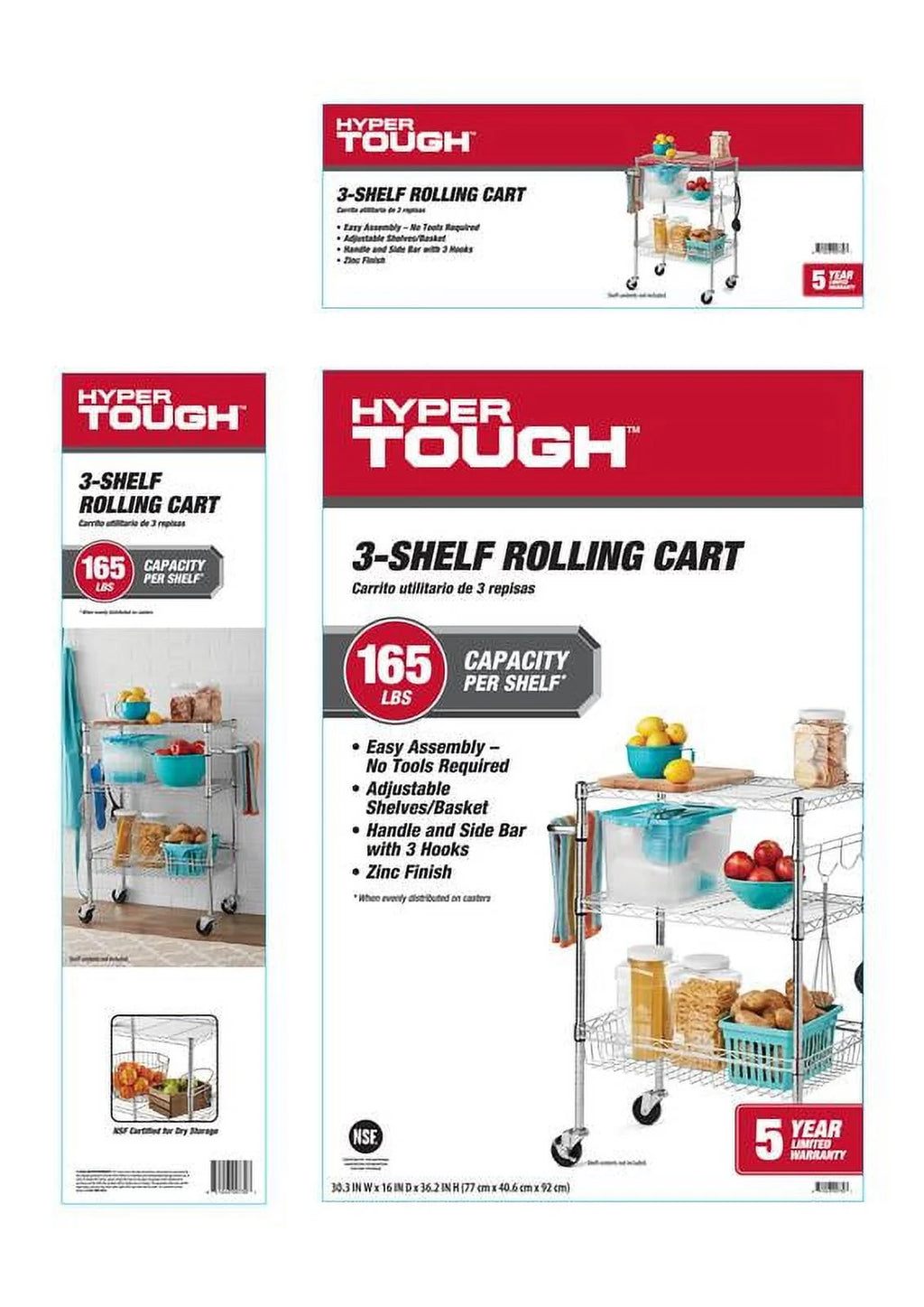 3-Tier Cart 36 H x 30 W x 16 D L331412