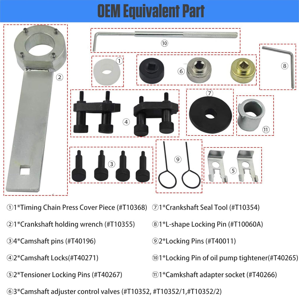 Engine Timing Tool Kit for Audi/VW/VAG EA888 Crankshaft Alignment Camshaft Locking Tool Kit Pack of 2 E38311