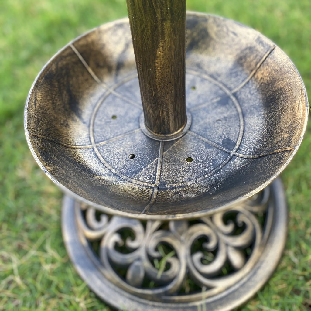 30 Inch Solar Lighted Bird Bath with Planter Bowl M335316