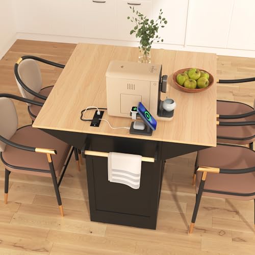55.7" Kitchen Cart Island on Wheels with 2 Drop Leaf Z3806