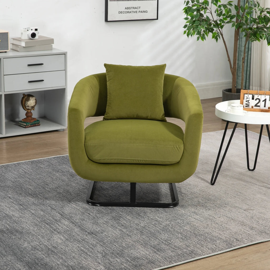 Olive Upholstered Tufted Velvet Accent Chair with Metal Stand N304