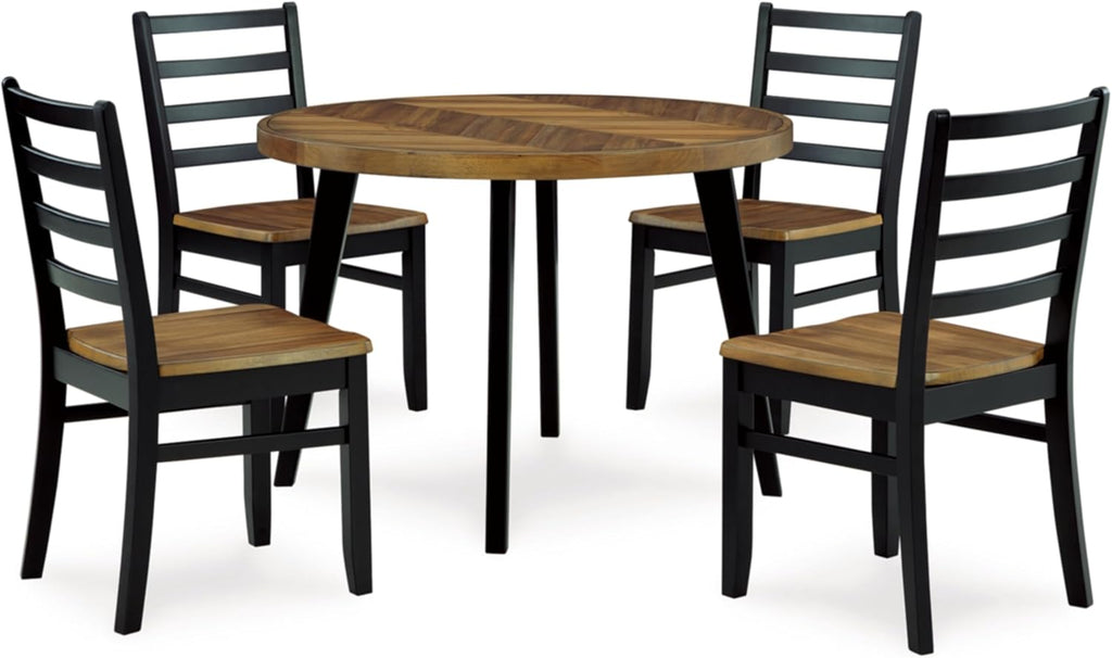 Black Dining Table and 4 Chairs Set of 5 C881