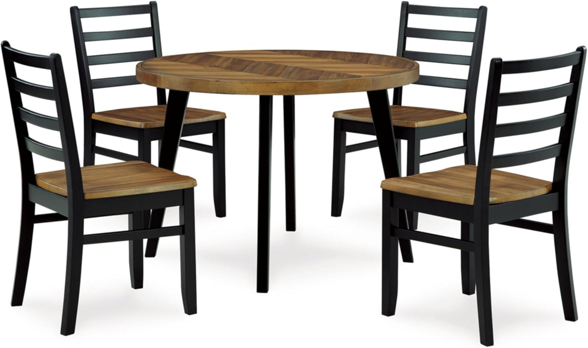 Black Dining Table and 4 Chairs Set of 5 C881