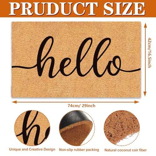 Natural Coir Welcome Mat with Black Border 16.5 x 29 Inch C5832
