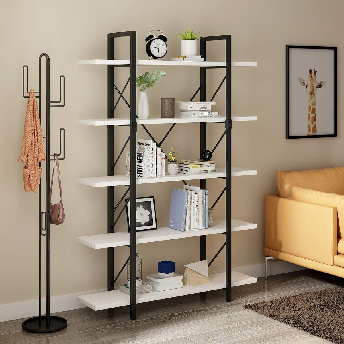 White 5 Tier Bookshelf N6492