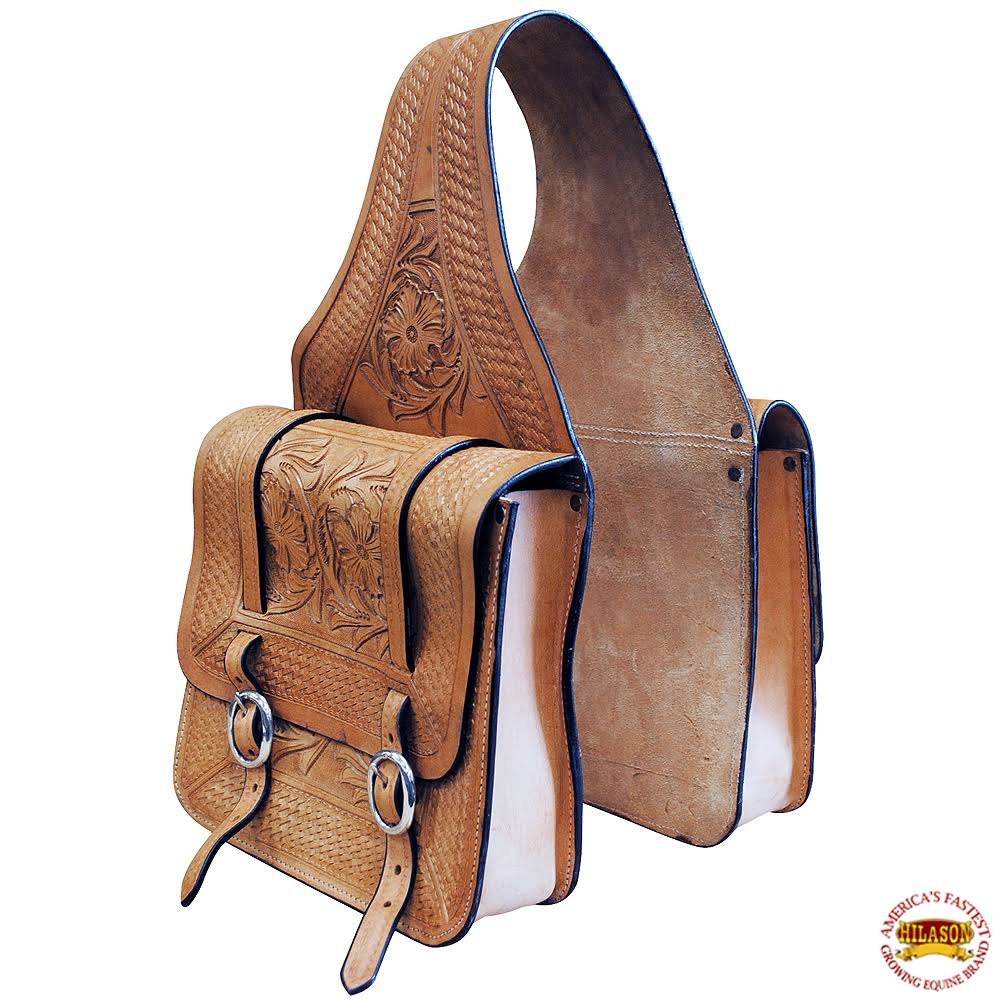 Mahogany Leather Western Saddle Bag D589