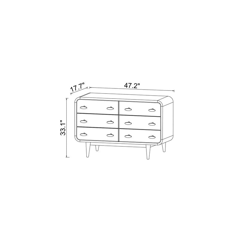 Brown 6 Drawer Solid Wood Dresser Y308768