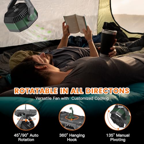 Portable Rechargeable Camping Fan with LED Lantern G584