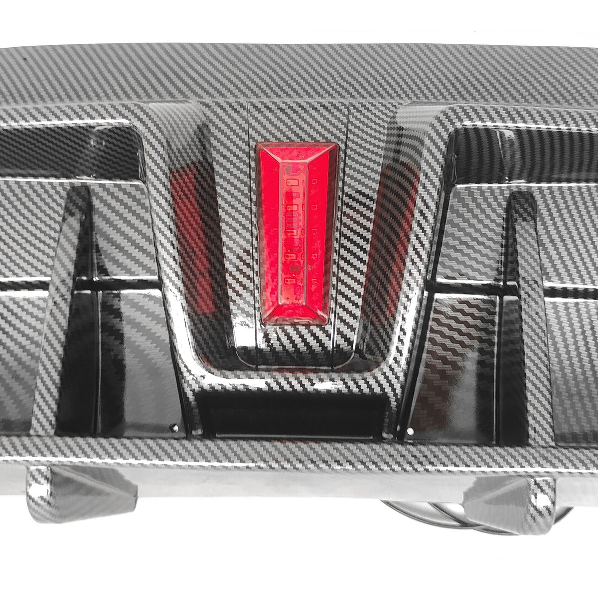 Rear Diffuser Lip for Tesla Model Y Sport 4-Door Carbon Fiber Print PP Rear Lower Bumper Protector Lip With LED Lamp I183