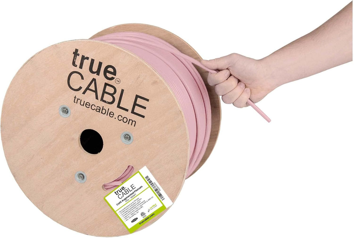 Cat6A Plenum 1000ft Yellow 23AWG 4 Pair Solid Bare Copper Bulk Ethernet Cable I194