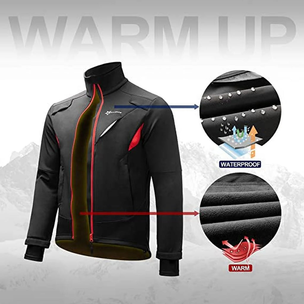 Thermal Fleece Windproof Cycling Jacket 4XL B298135