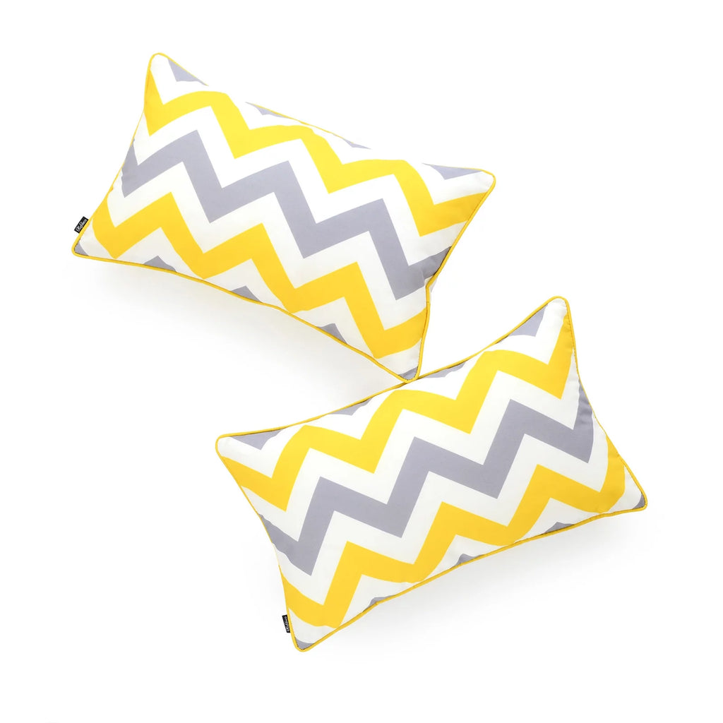 Water Resistant Canvas Lumbar Pillow Cover Set of 2 N915