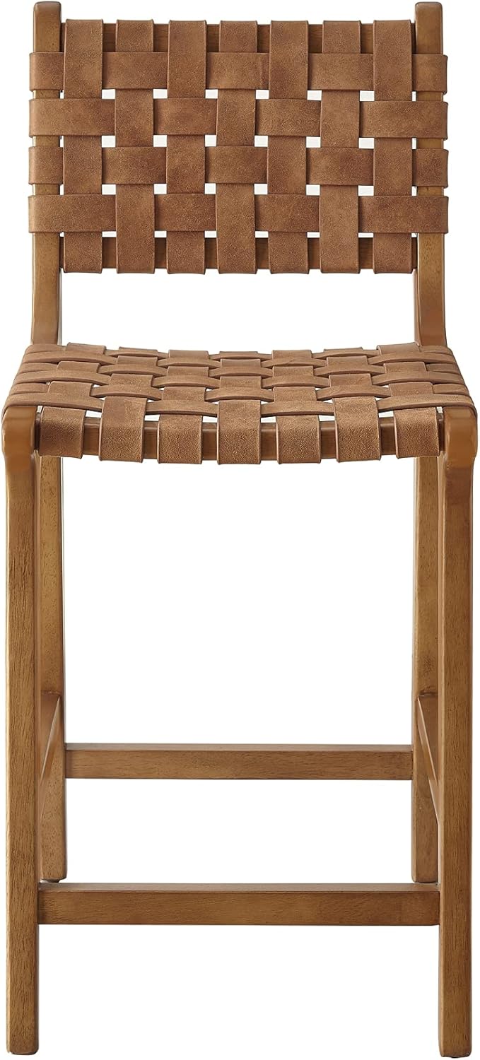 Counter Stool Barstool 24 Inch Seat Height Dark Grey Faux Leather Set of 1 X953042
