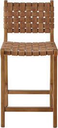 Counter Stool Barstool 24 Inch Seat Height Dark Grey Faux Leather Set of 1 X953042