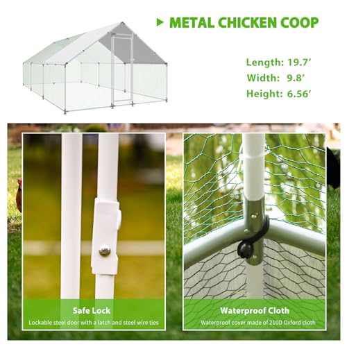 Large Metal Walk-in Chicken Coop with Anti-UV Cover H1131