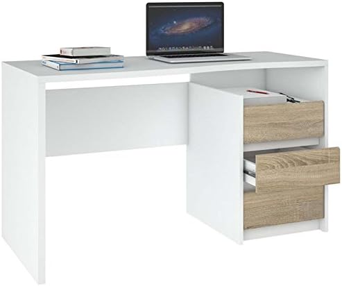 2 Piece Bookcase and Writing Desk Set in White and Oak H2843