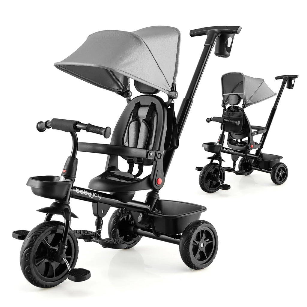 4-in-1 Toddler Tricycle with Adjustable Push Handle J944