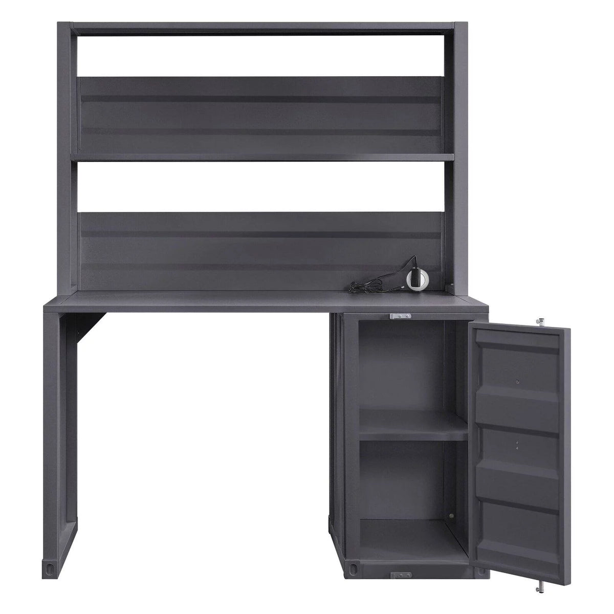 Metal Frame Desk and Hutch with Storage Base in Blue G9821